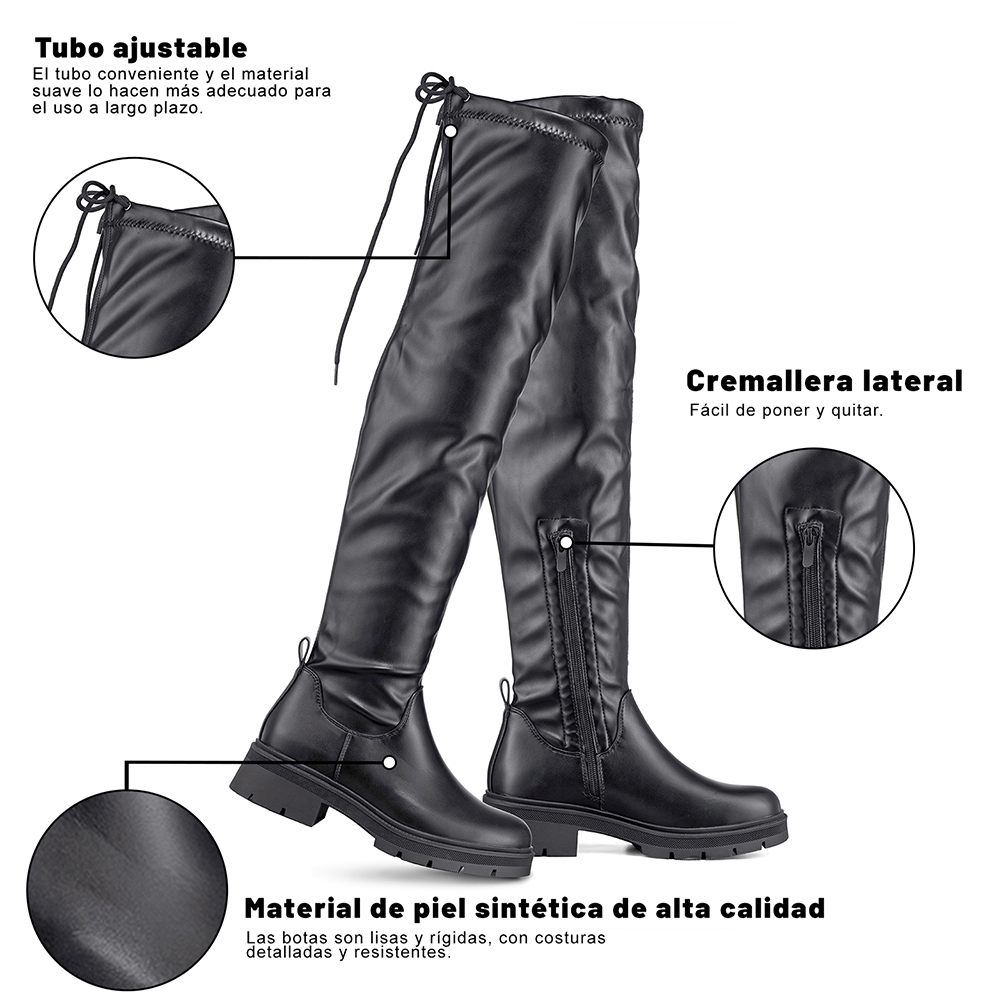 BOTA LARGA CASUAL MUJER ECO CUERO PLATAFORMA MODA WEIDE ZS69 - 8