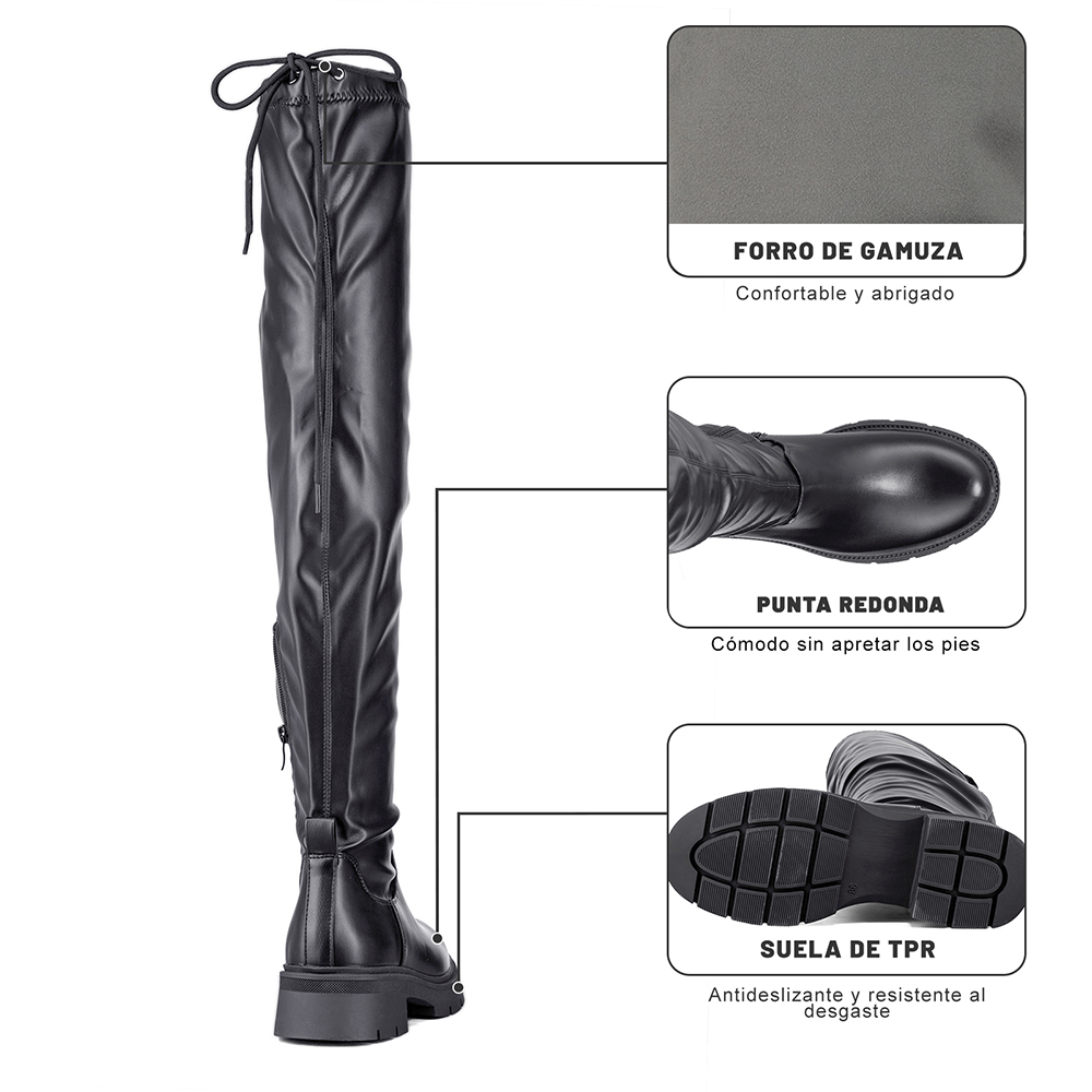 BOTA LARGA CASUAL MUJER ECO CUERO PLATAFORMA MODA WEIDE ZS69 - 9