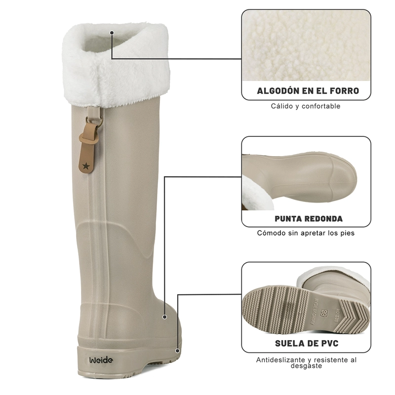BOTA DE AGUA MUJER PVC IMPERMEABLE CASUAL COMODO WEIDE GH160 - 8