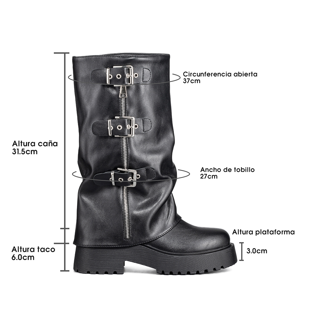 BOTAS LARGAS CASUAL NEGRO DE MODA MUJER WEIDE RQ80 - 7
