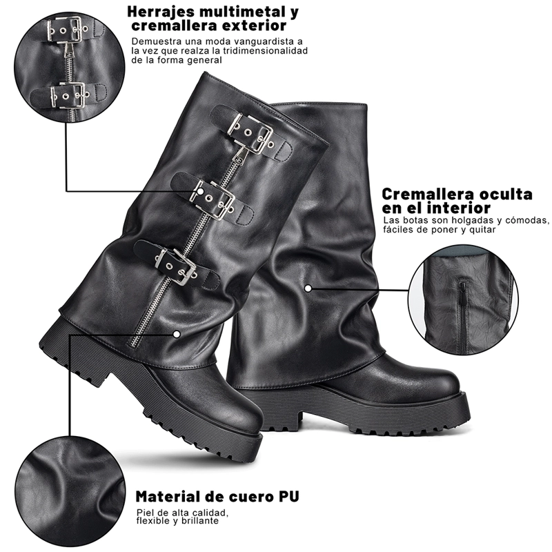 BOTAS LARGAS CASUAL NEGRO DE MODA MUJER WEIDE RQ80 - 8