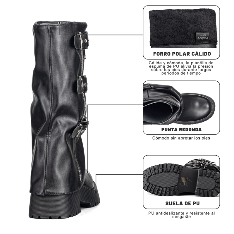 BOTAS LARGAS CASUAL NEGRO DE MODA MUJER WEIDE RQ80 - 9