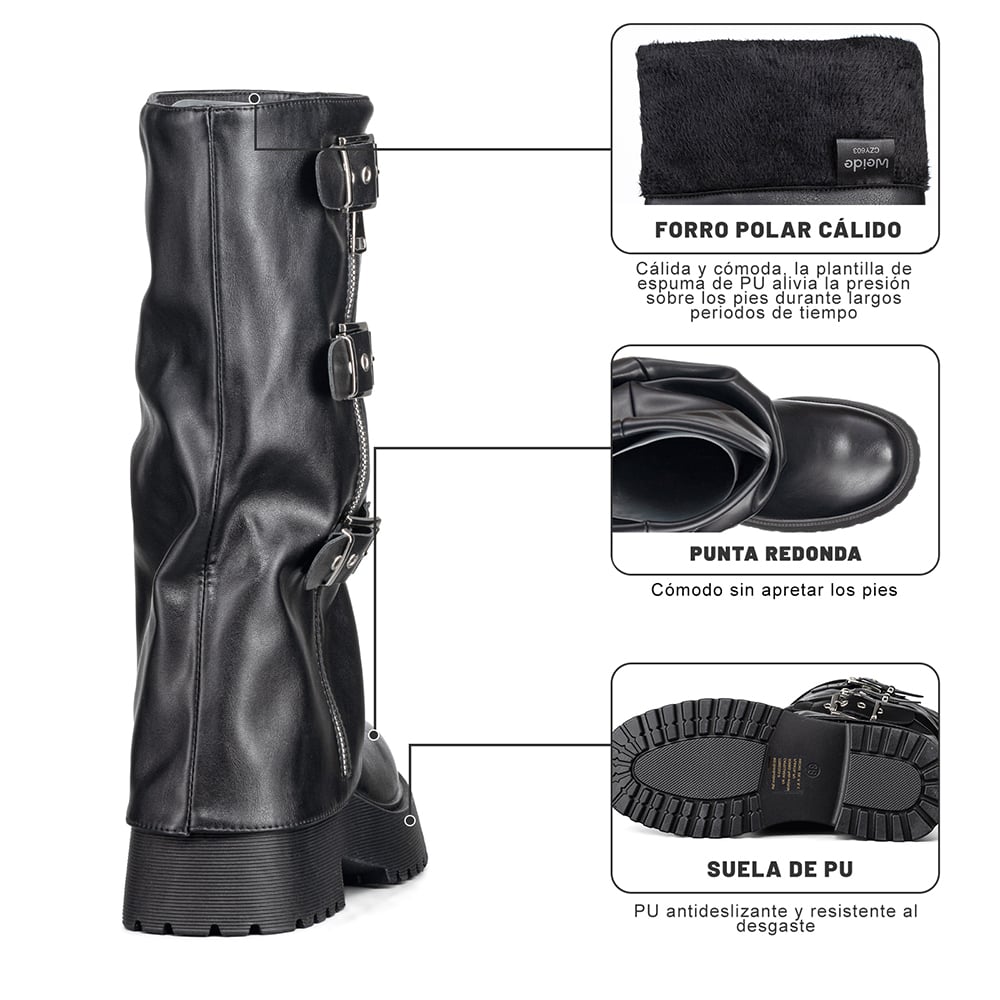 BOTAS LARGAS CASUAL NEGRO DE MODA MUJER WEIDE RQ80 - 9