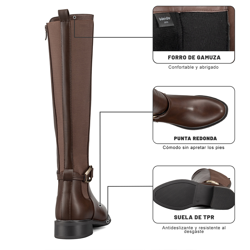 BOTA LARGA MUJER CASUAL PU MODA CLASICO WEIDE ZS70 - 9