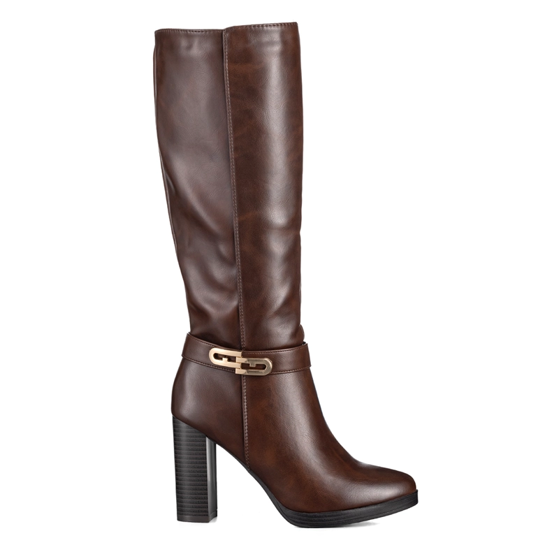 BOTAS LARGAS MUJER TACON GRUESO DE MODA VINTAGE WEIDE QBM12 - 1