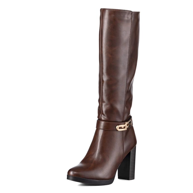 BOTAS LARGAS MUJER TACON GRUESO DE MODA VINTAGE WEIDE QBM12 - 3