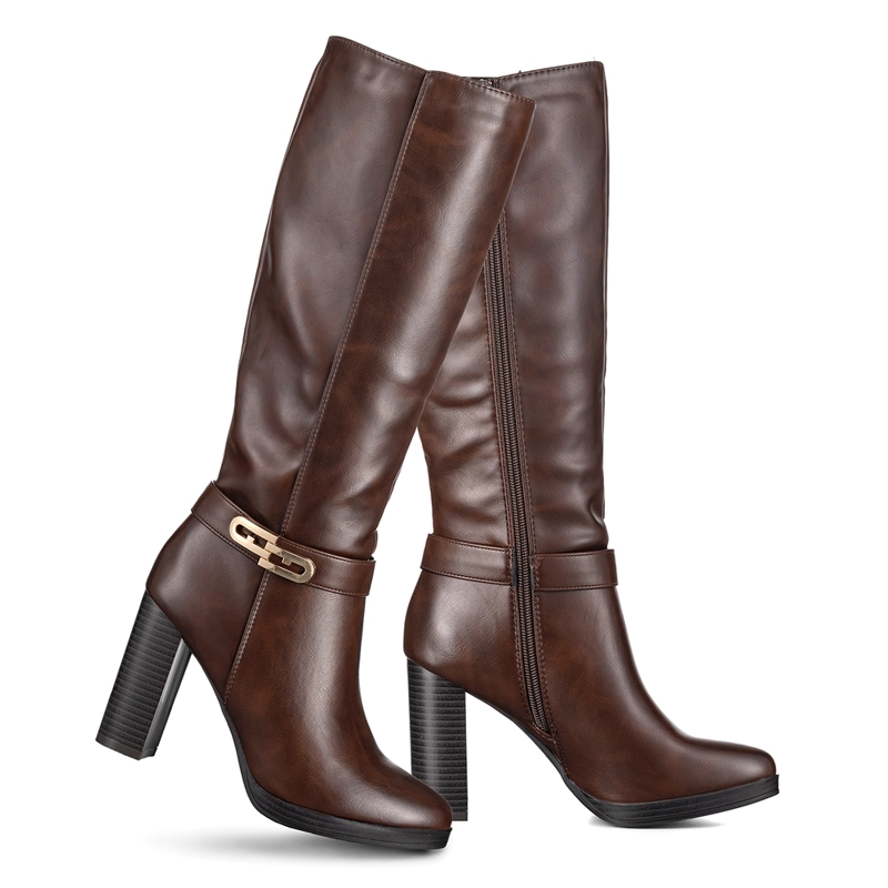 BOTAS LARGAS MUJER TACON GRUESO DE MODA VINTAGE WEIDE QBM12 - 5