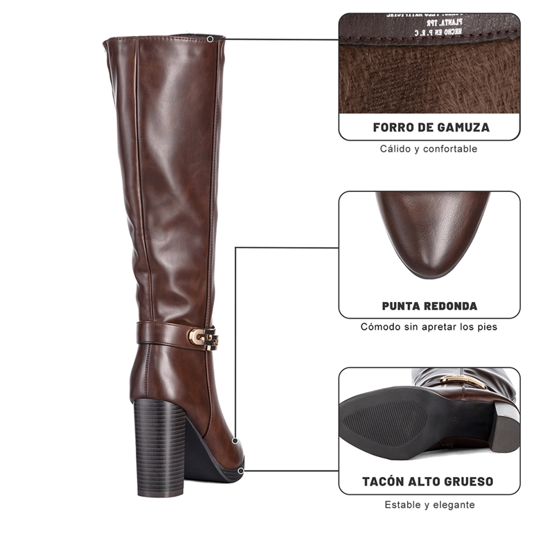 BOTAS LARGAS MUJER TACON GRUESO DE MODA VINTAGE WEIDE QBM12 - 8
