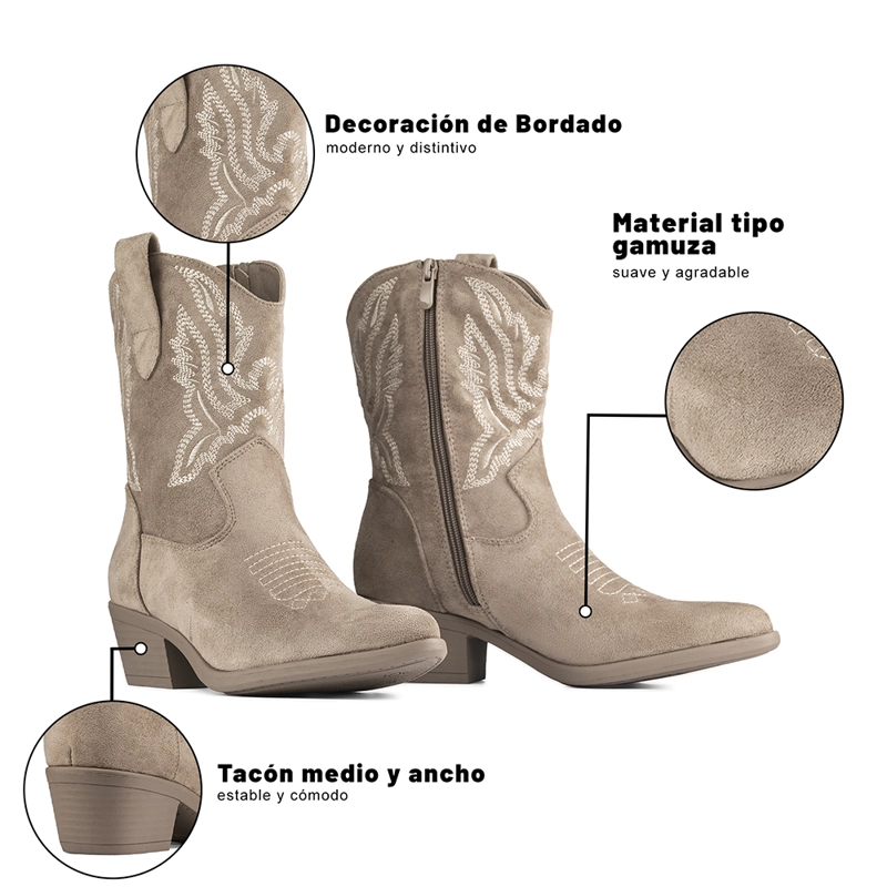 BOTA TACO MUJER ESTILO VAQUERO WEIDE CZY650 - 9