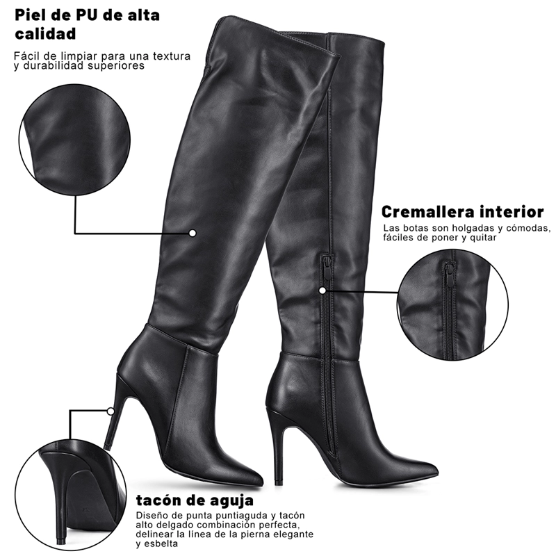 BOTAS LARGAS MUJER ECO CUERO DE MODA CLASICO WEIDE CZY600 - 7