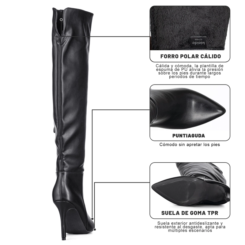 BOTAS LARGAS MUJER ECO CUERO DE MODA CLASICO WEIDE CZY600 - 8