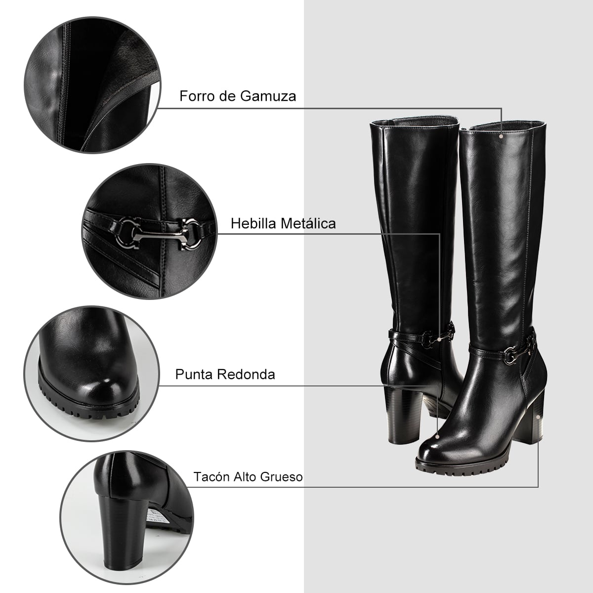 BOTA NEGRO CASUAL MUJER WEIDE QBM01 - 8
