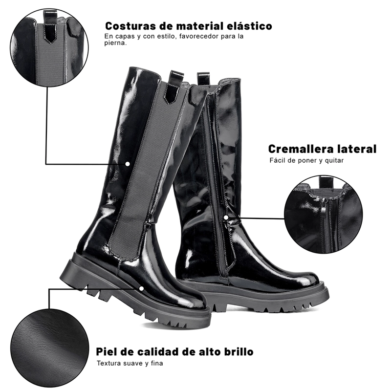 BOTAS LARGAS MUJER ECO CUERO PLATAFORMA DE MODA WEIDE DH88 - 7