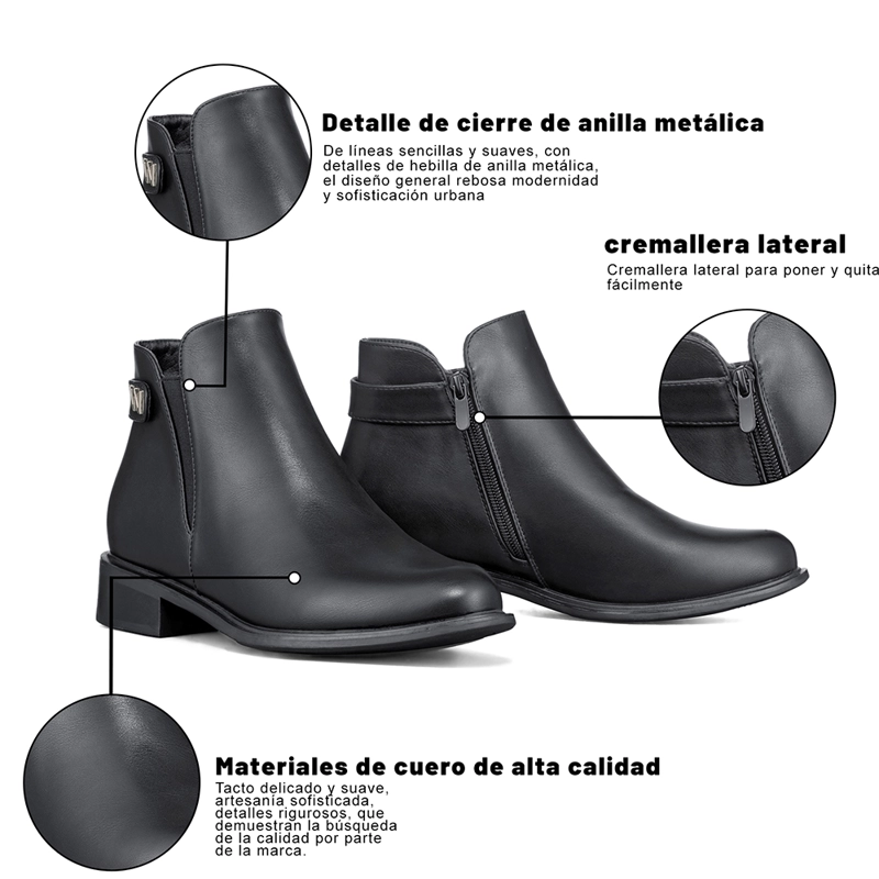BOTIN CASUAL MUJER ECO CUERO MODA VINTAGE FORMAL WEIDE ZS63 - 8
