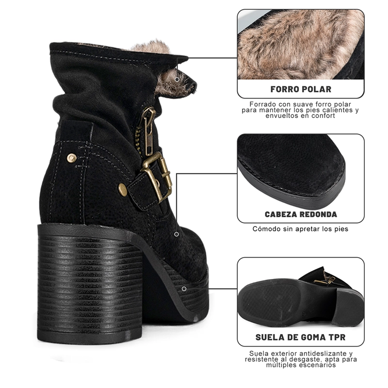 BOTIN CASUAL MUJER TACO GRUESO CON FELPA COMODO WEIDE CZY608 - 8