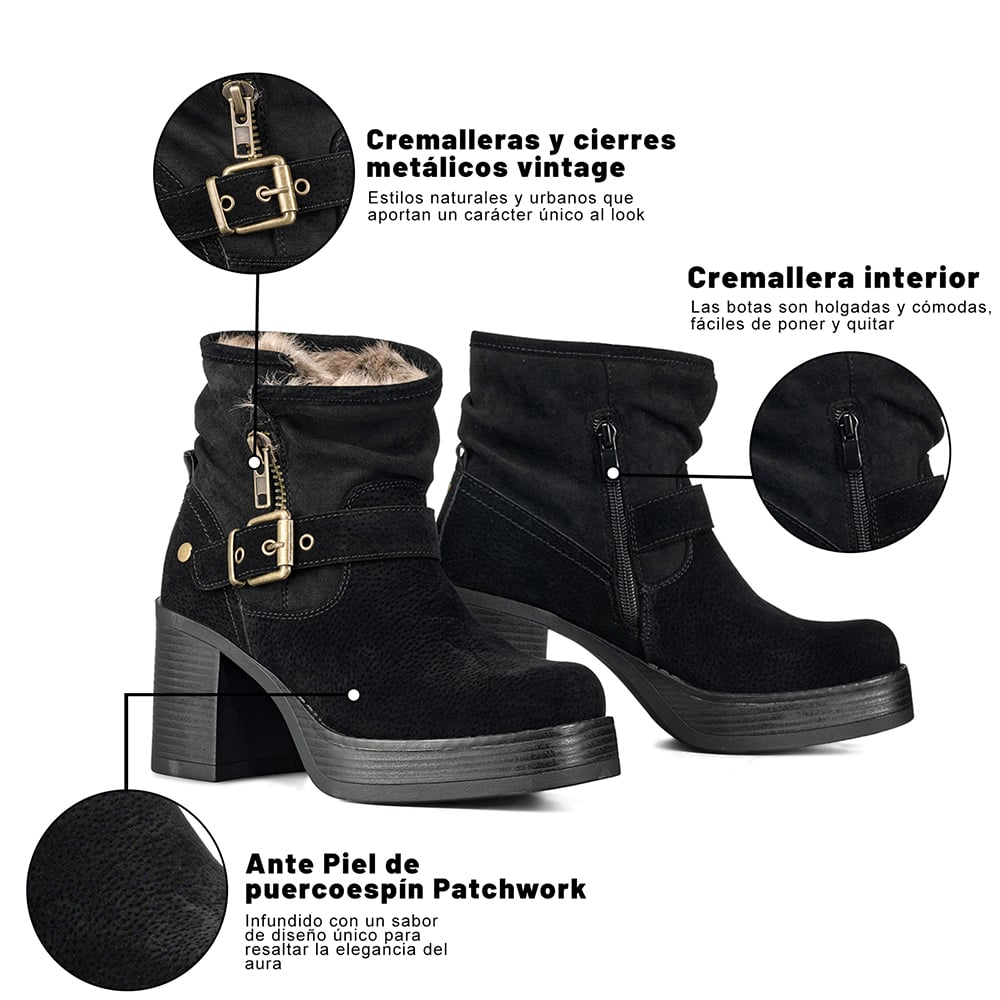 BOTIN CASUAL MUJER TACO GRUESO CON FELPA COMODO WEIDE CZY608 - 9