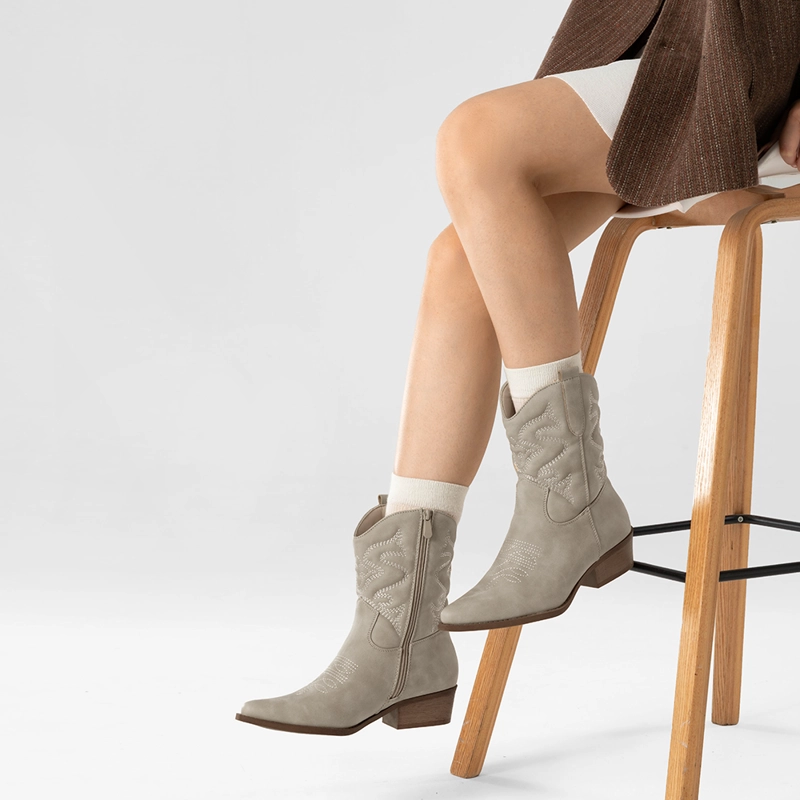 BOTIN CASUAL MUJER MODA VINTAGE COWBOY BORDADO WEIDE QBM20 - 2