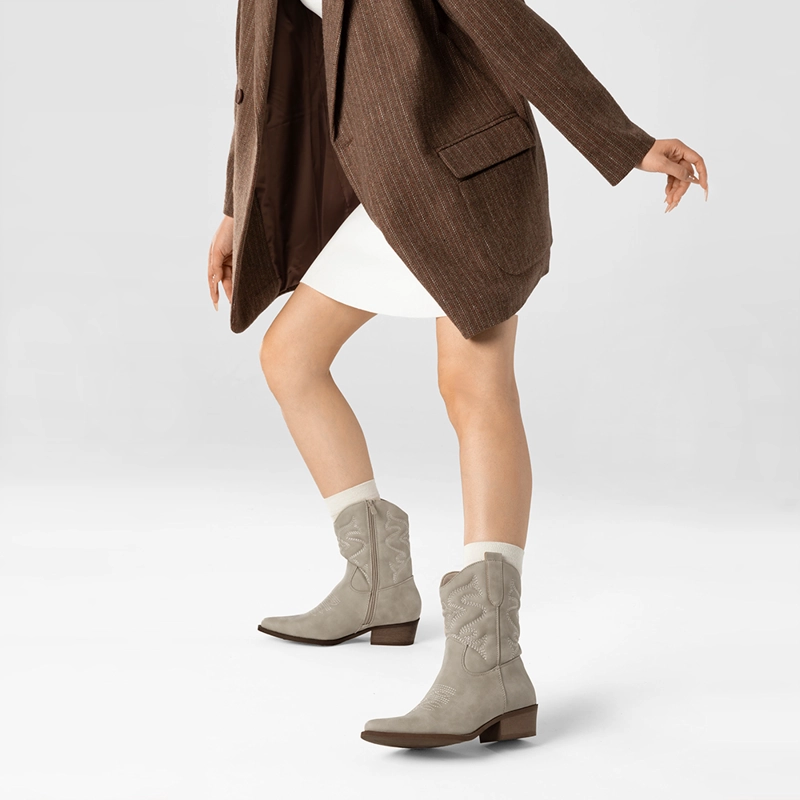BOTIN CASUAL MUJER MODA VINTAGE COWBOY BORDADO WEIDE QBM20 - 3