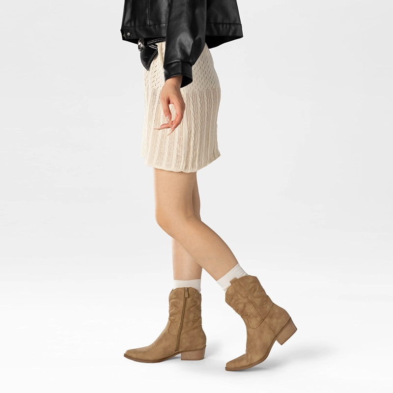 BOTIN CASUAL MUJER MODA VINTAGE COWBOY BORDADO WEIDE QBM20 - 3