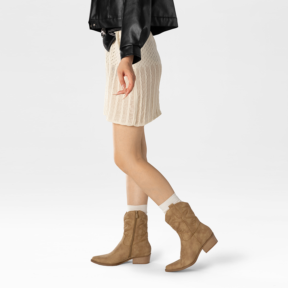 BOTIN CASUAL MUJER MODA VINTAGE COWBOY BORDADO WEIDE QBM20 - 4