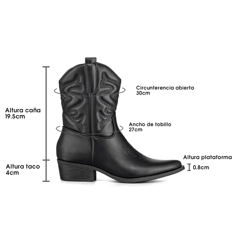 BOTIN CASUAL MUJER MODA VINTAGE COWBOY BORDADO WEIDE QBM20 - 7