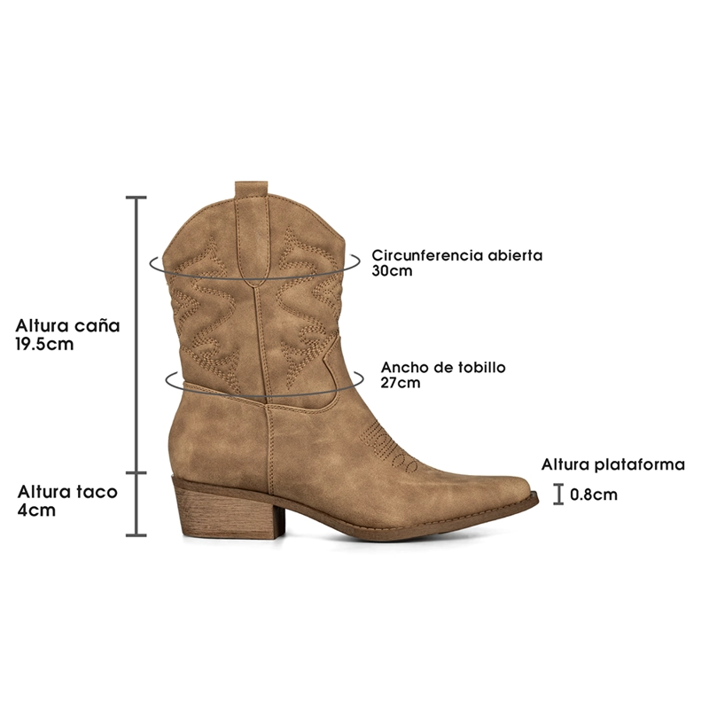 BOTIN CASUAL MUJER MODA VINTAGE COWBOY BORDADO WEIDE QBM20 - 7