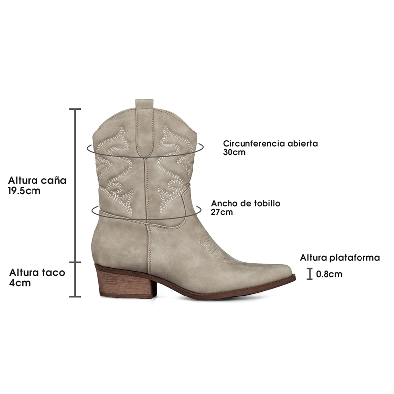 BOTIN CASUAL MUJER MODA VINTAGE COWBOY BORDADO WEIDE QBM20 - 7