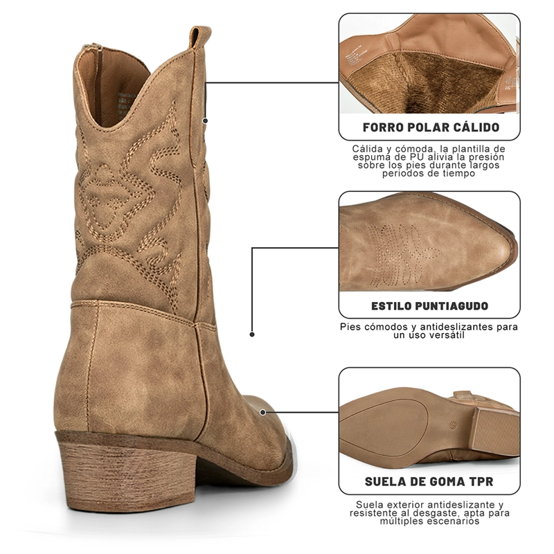 BOTIN CASUAL MUJER MODA VINTAGE COWBOY BORDADO WEIDE QBM20 - 9