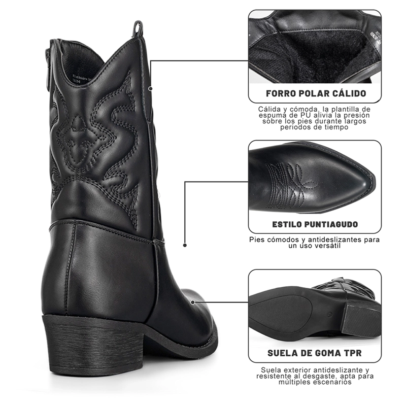 BOTIN CASUAL MUJER MODA VINTAGE COWBOY BORDADO WEIDE QBM20 - 9