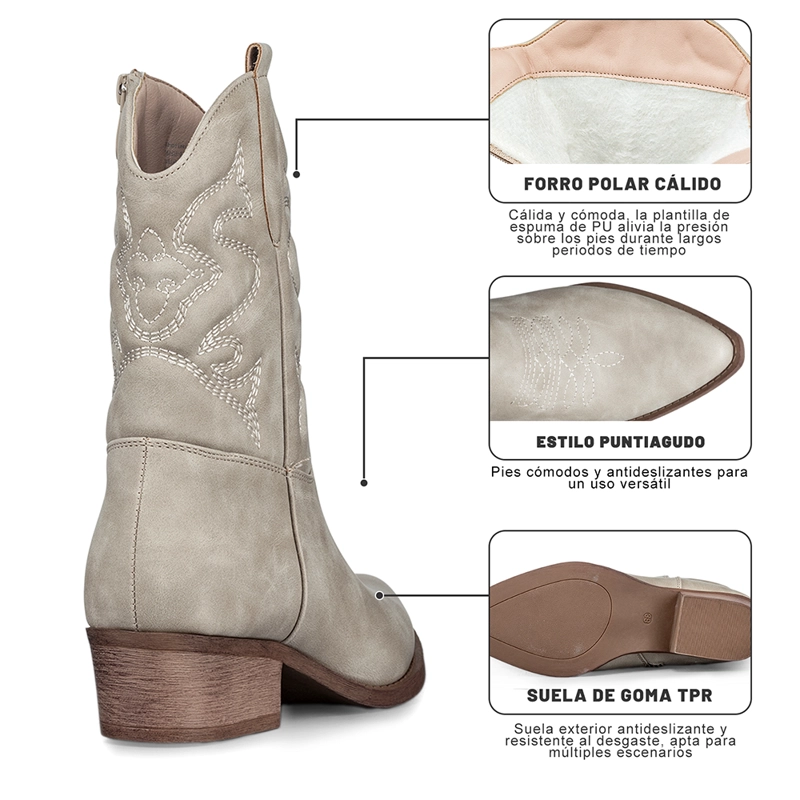 BOTIN CASUAL MUJER MODA VINTAGE COWBOY BORDADO WEIDE QBM20 - 9