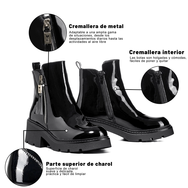 BOTIN CASUAL MUJER PU COMODO VINTAGE WEIDE ZS65B - 8