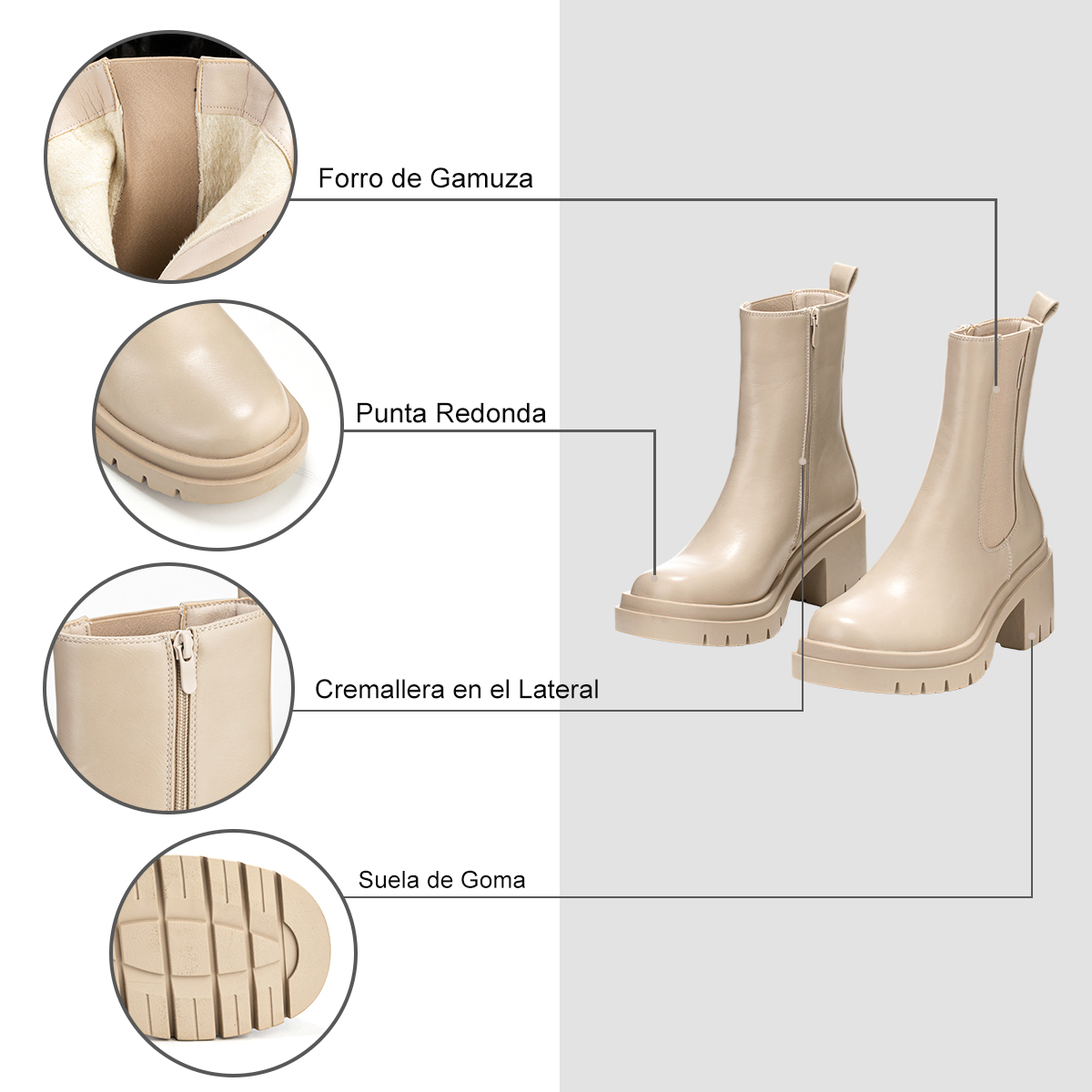 BOTIN BEIGE CASUAL MUJER WEIDE ZS22 - 8