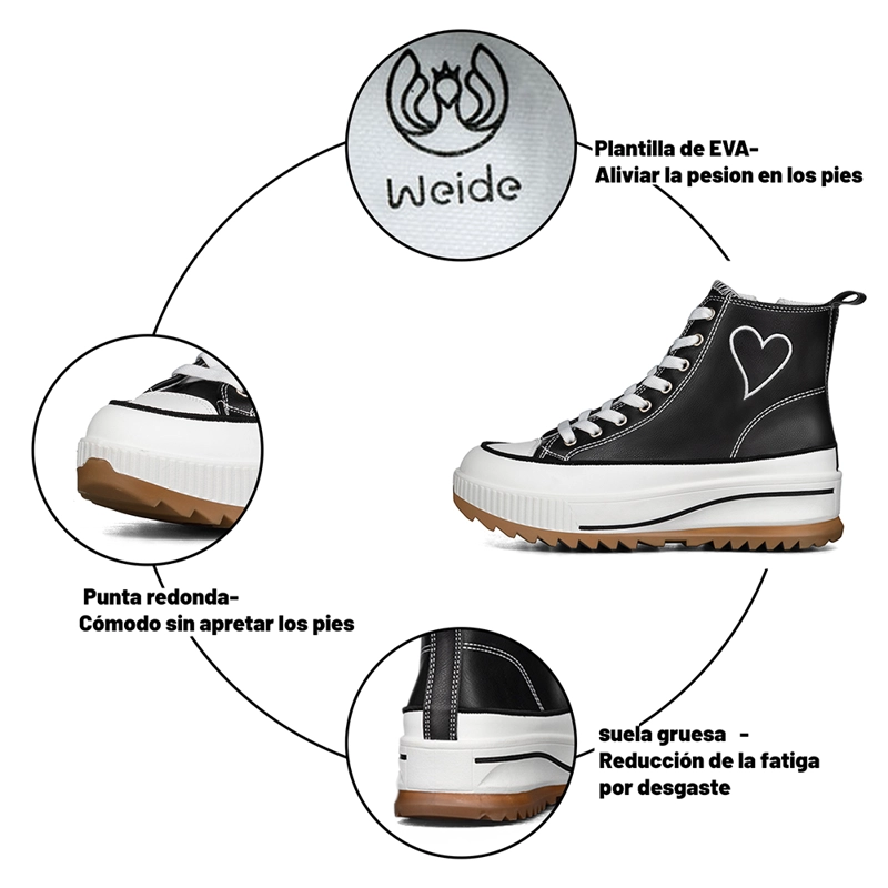 ZAPATILLA CASUAL URBANA MUJER PLATAFORMA CLASICO WEIDE HX502 - 9