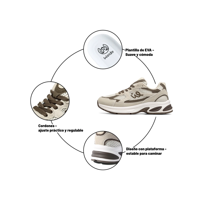 ZAPATILLAS CASUAL MALLA PU MUJER PLATAFORMA WEIDE LT222 - 5