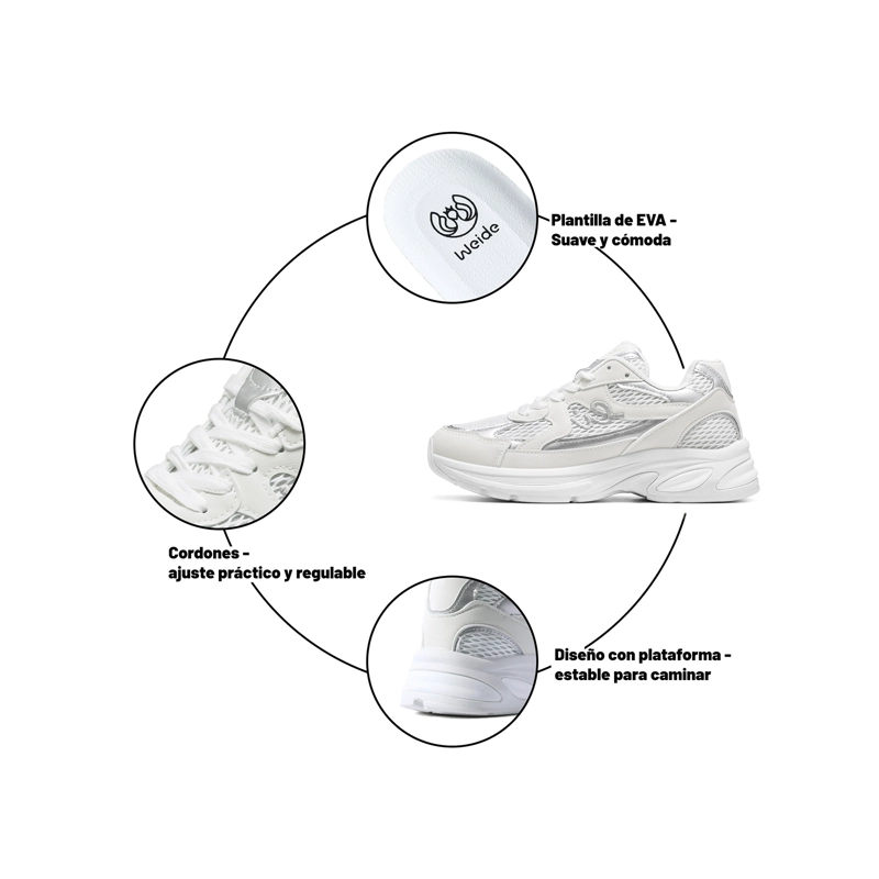 ZAPATILLAS CASUAL MALLA PU MUJER PLATAFORMA WEIDE LT222 - 5