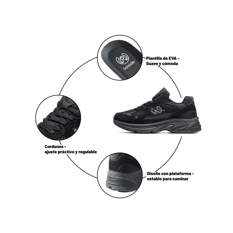 ZAPATILLAS CASUAL MALLA PU MUJER PLATAFORMA WEIDE LT222 - 5