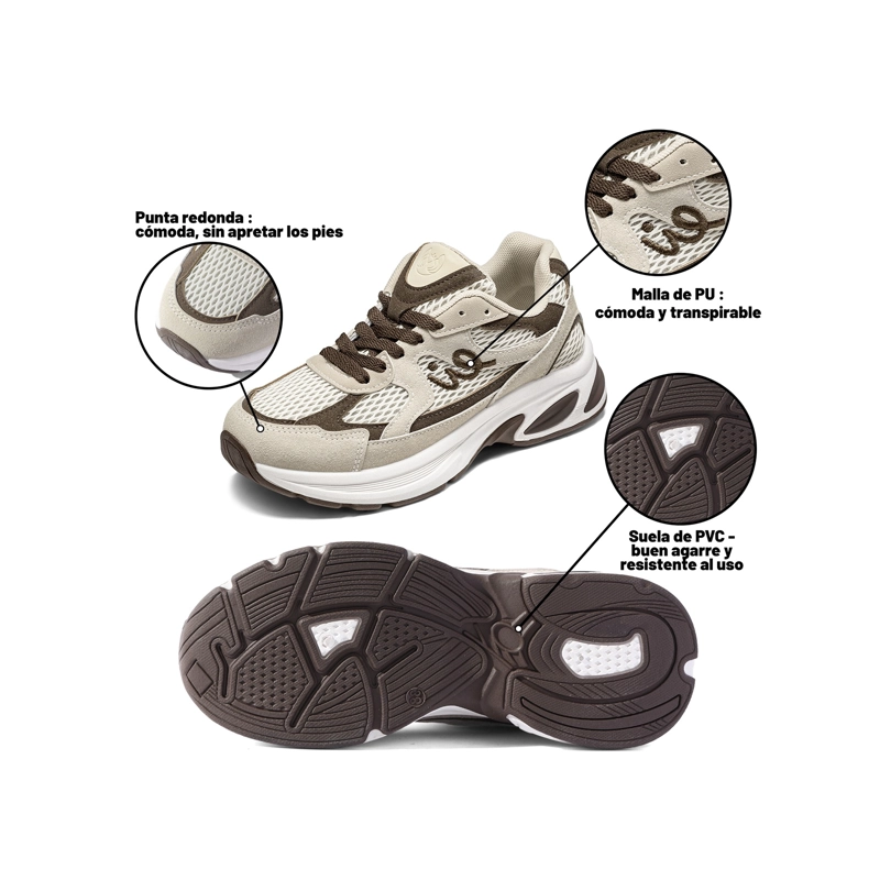 ZAPATILLAS CASUAL MALLA PU MUJER PLATAFORMA WEIDE LT222 - 6