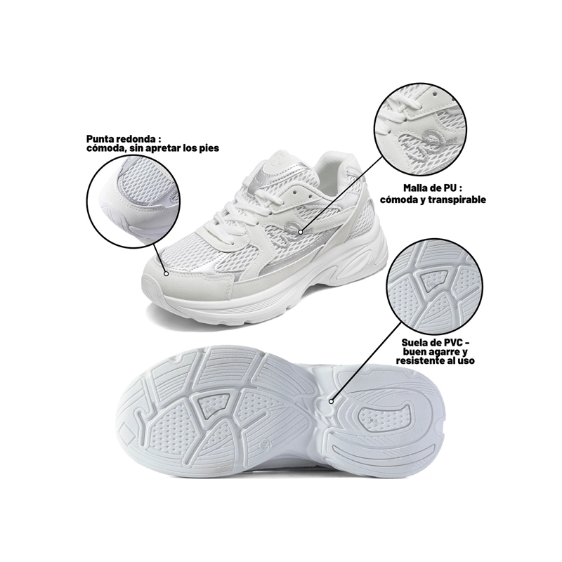 ZAPATILLAS CASUAL MALLA PU MUJER PLATAFORMA WEIDE LT222 - 6