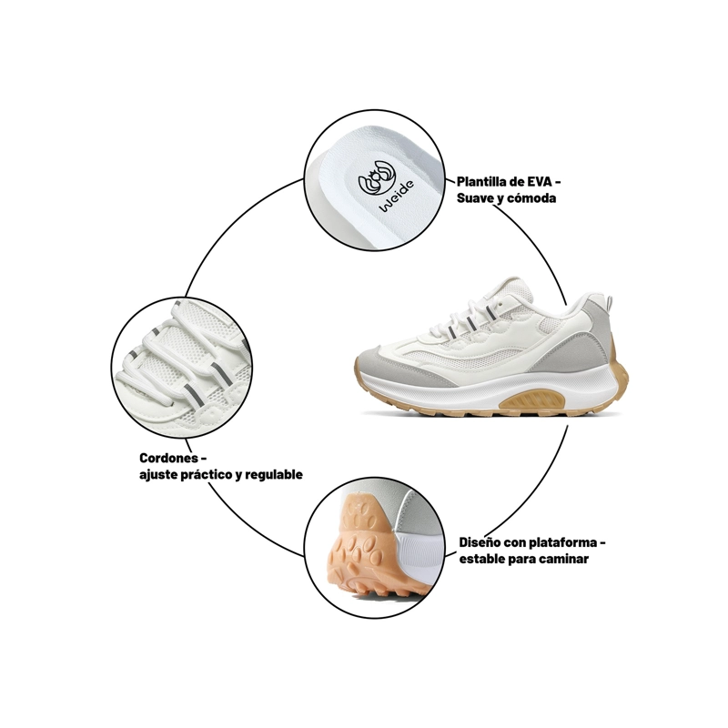 ZAPATILLAS CASUAL MALLA PU MUJER PLATAFORMA WEIDE LT220 - 4