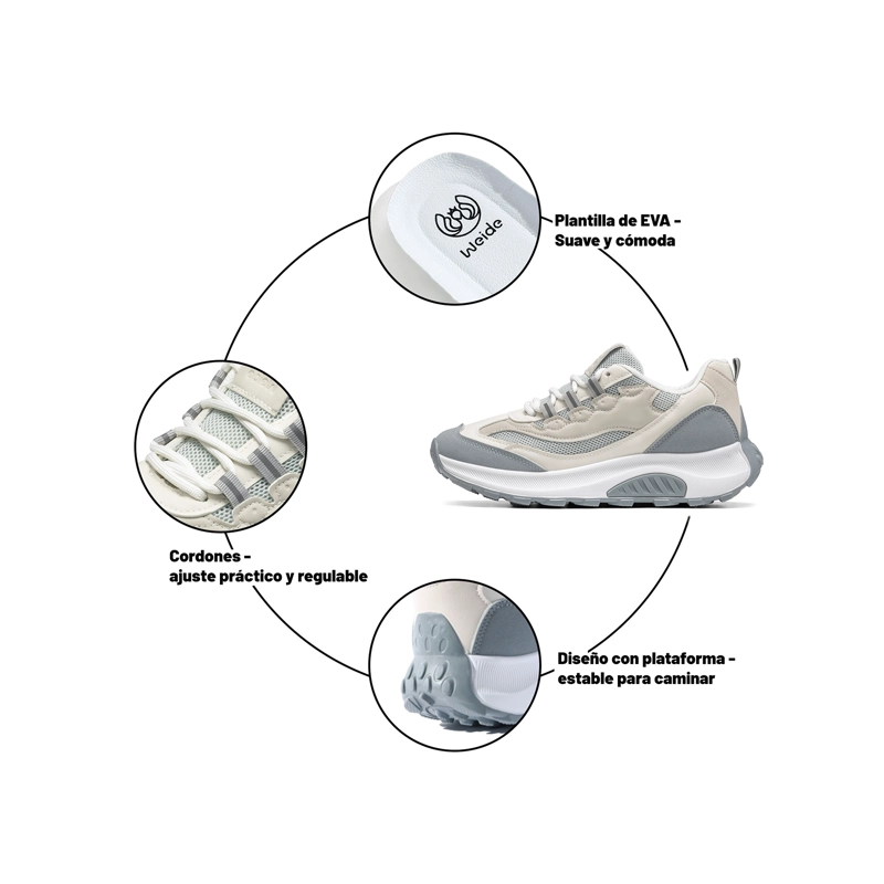 ZAPATILLAS CASUAL MALLA PU MUJER PLATAFORMA WEIDE LT220 - 5