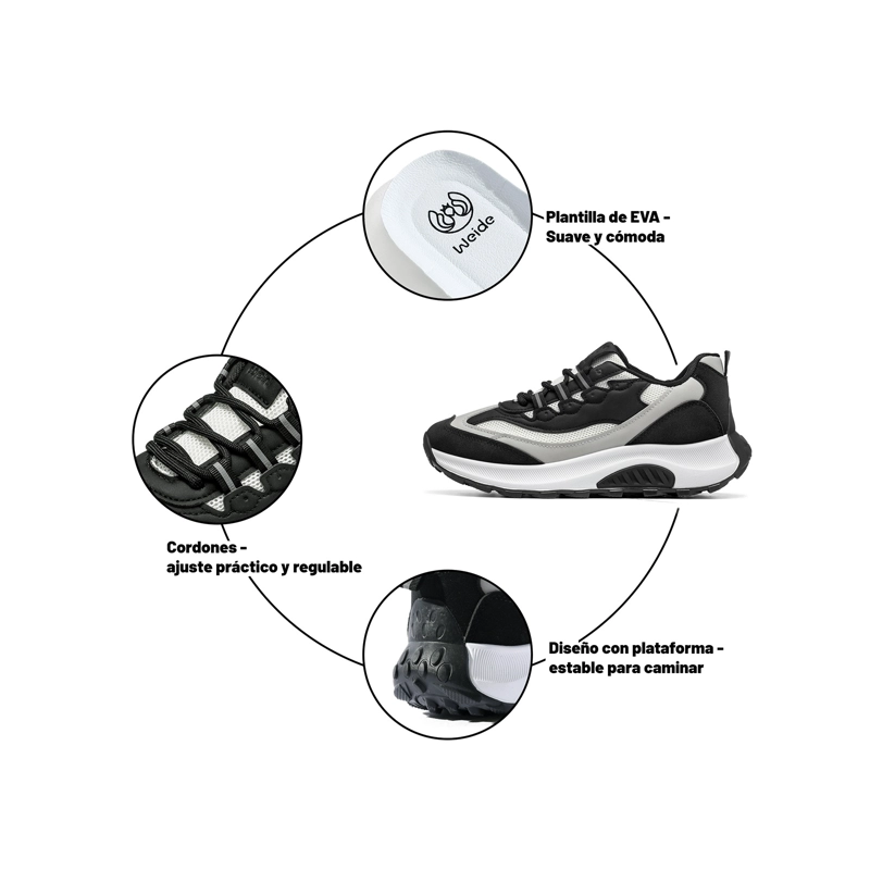 ZAPATILLAS CASUAL MALLA PU MUJER PLATAFORMA WEIDE LT220 - 5
