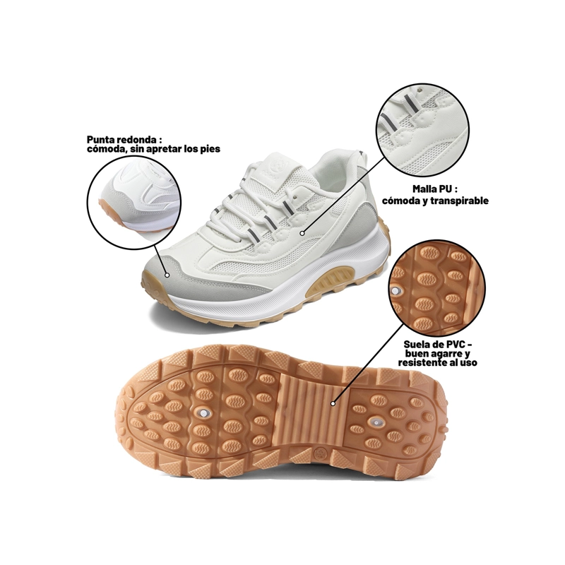 ZAPATILLAS CASUAL MALLA PU MUJER PLATAFORMA WEIDE LT220 - 5