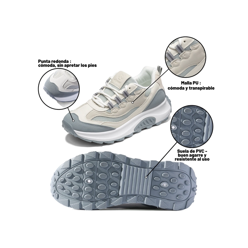 ZAPATILLAS CASUAL MALLA PU MUJER PLATAFORMA WEIDE LT220 - 6