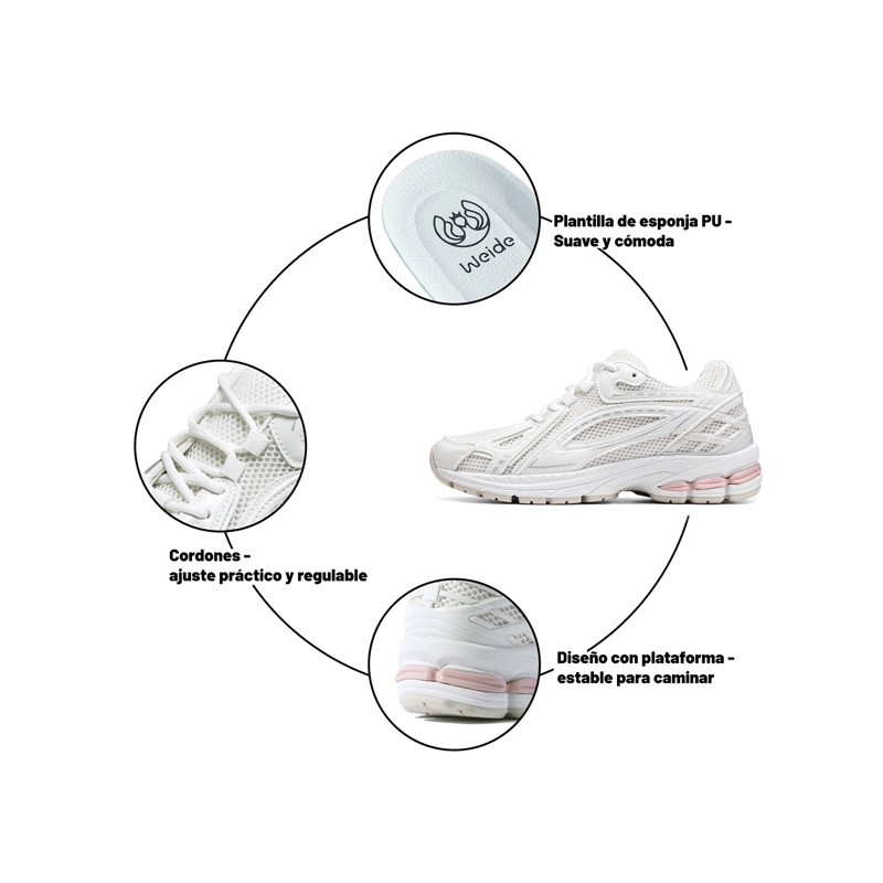 ZAPATILLAS CASUAL MALLA PU MUJER PLATAFORMA WEIDE LT221 - 5