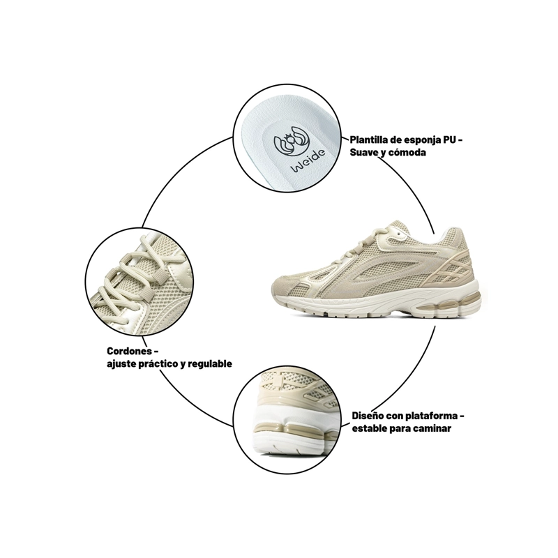 ZAPATILLAS CASUAL MALLA PU MUJER PLATAFORMA WEIDE LT221 - 5