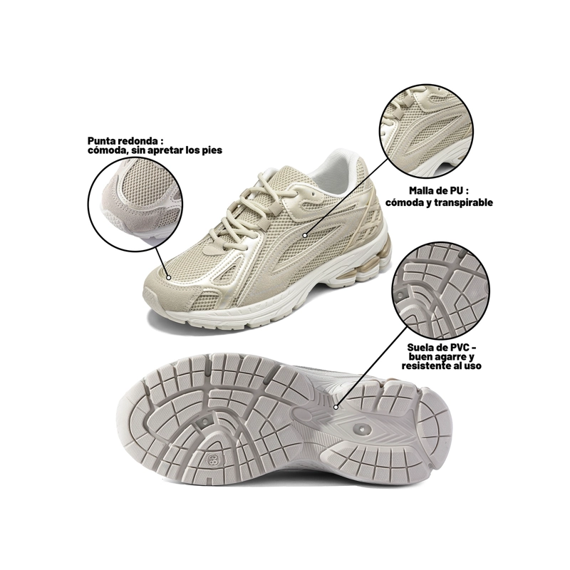 ZAPATILLAS CASUAL MALLA PU MUJER PLATAFORMA WEIDE LT221 - 6