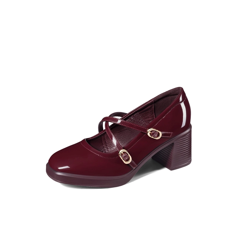 ZAPATOS TACO CASUAL PU ACHAROLADO MUJER CUADRADO WEIDE GH220 - 2