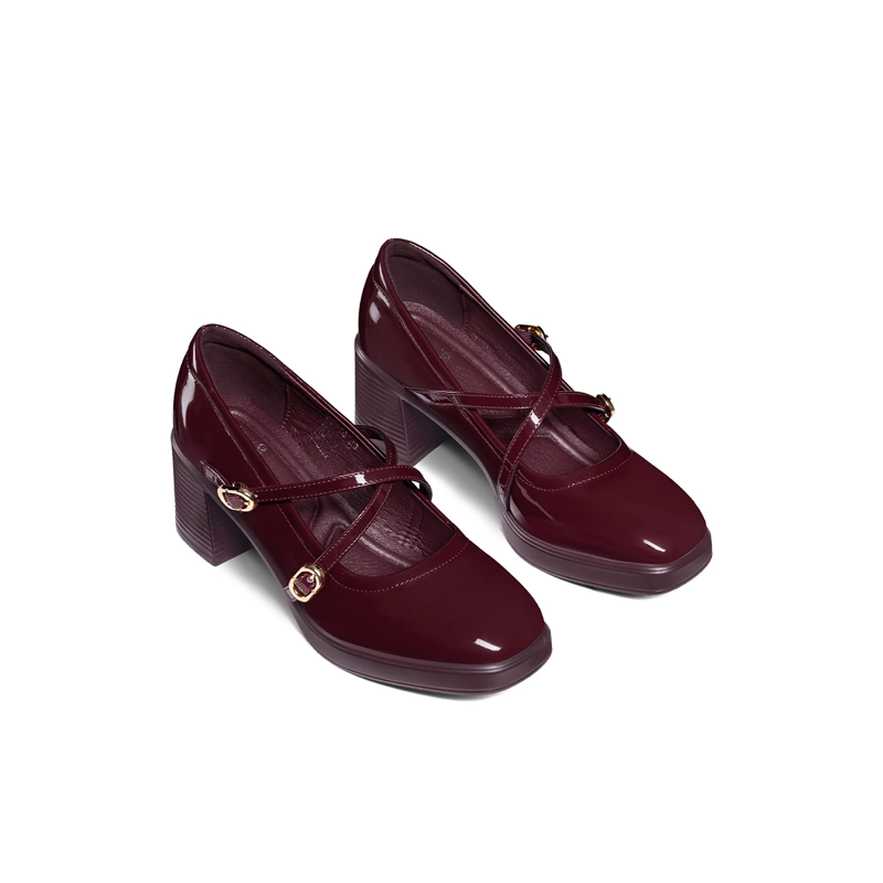 ZAPATOS TACO CASUAL PU ACHAROLADO MUJER CUADRADO WEIDE GH220 - 3