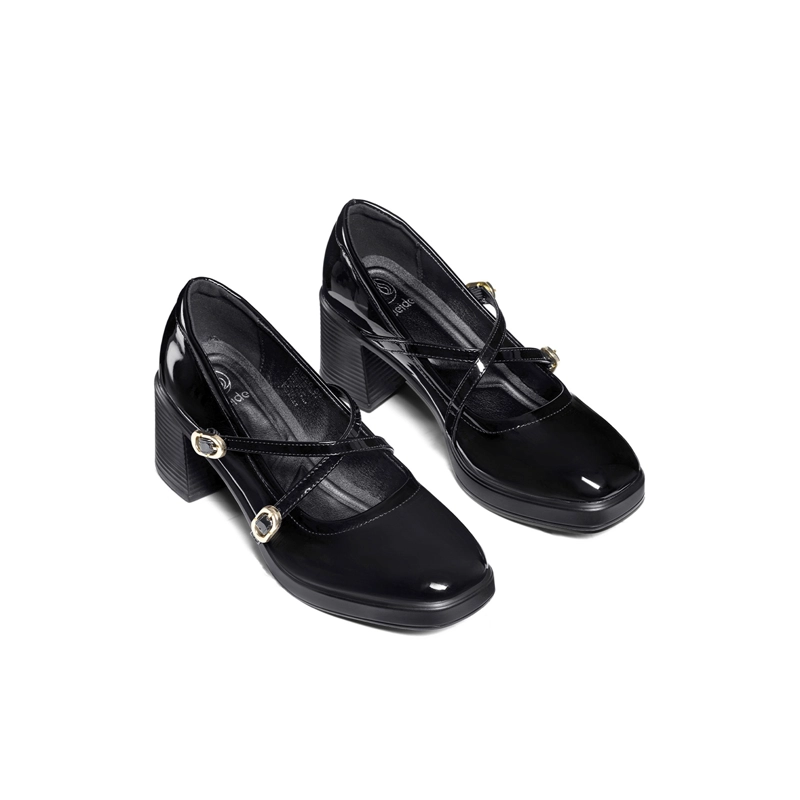 ZAPATOS TACO CASUAL PU ACHAROLADO MUJER CUADRADO WEIDE GH220 - 3