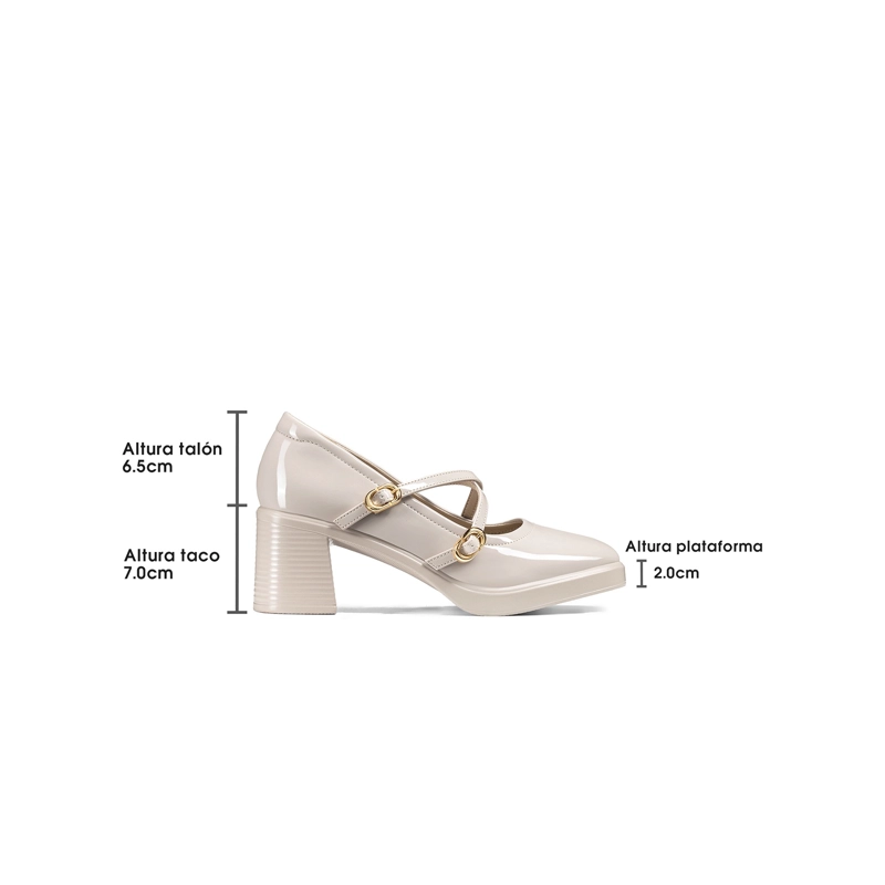 ZAPATOS TACO CASUAL PU ACHAROLADO MUJER CUADRADO WEIDE GH220 - 4